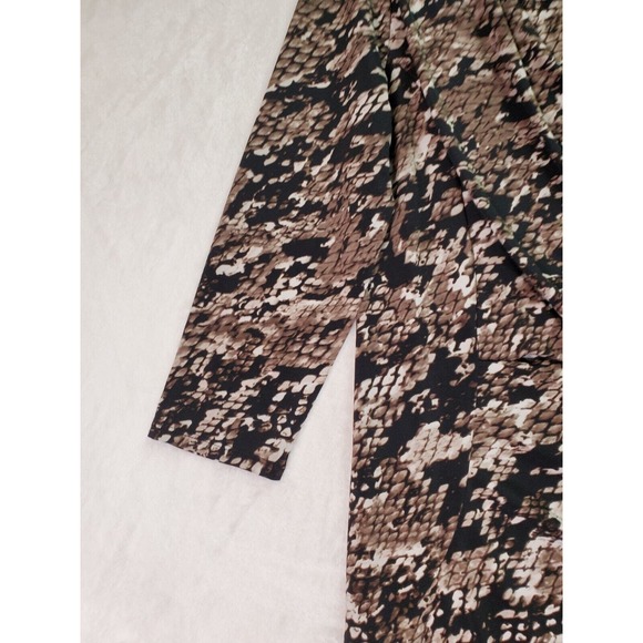 Dana Buchman Sheath Dress Womens‎ Medium Black Brown Snakeskin Print Round Neck - Picture 7 of 10